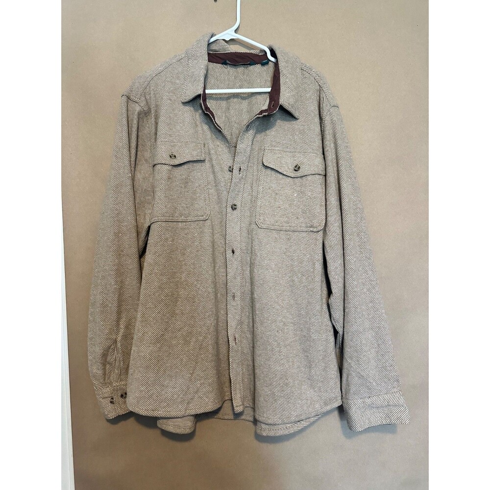 Horizon Bass Creek Outfitters Shirt Mens 2XL Tan Outdoor Flannel Button Up